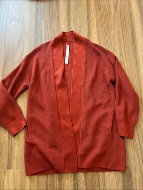 NWOT, Lululemon, Open Front Knit Cardigan Wool Sweater, size 2, red